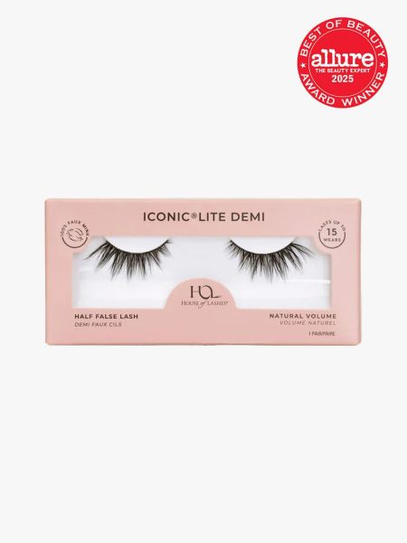 House of Lashes Iconic False Eyelashes in branded component on a light gray background with best of beauty seal 2025 in the top right corner