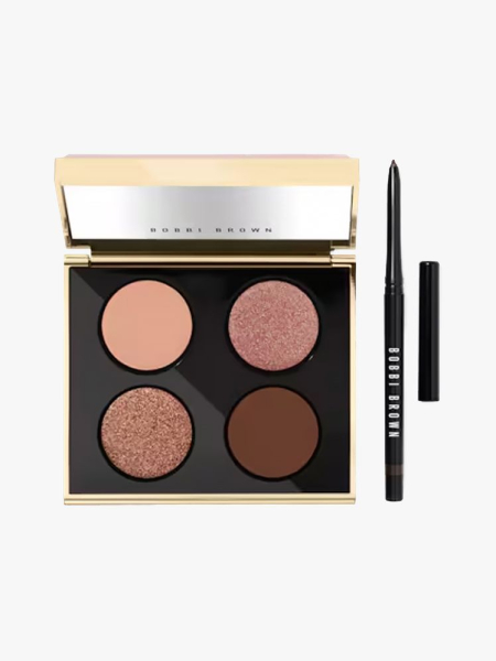 Bobbi Brown Easy Neutrals Eyeshadow Palette & Eyeliner Set in branded component on a light gray background